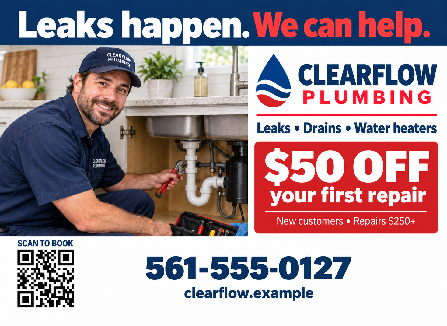 Illustrative plumbing postcard