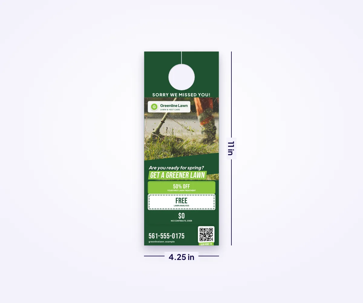 4.25 × 11 in with door-knob cutout size guide