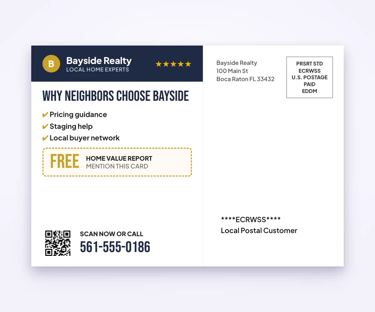 Address side with USPS postage marking