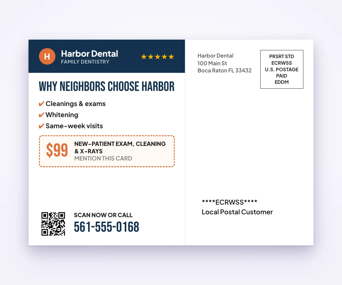Address side with USPS postage marking