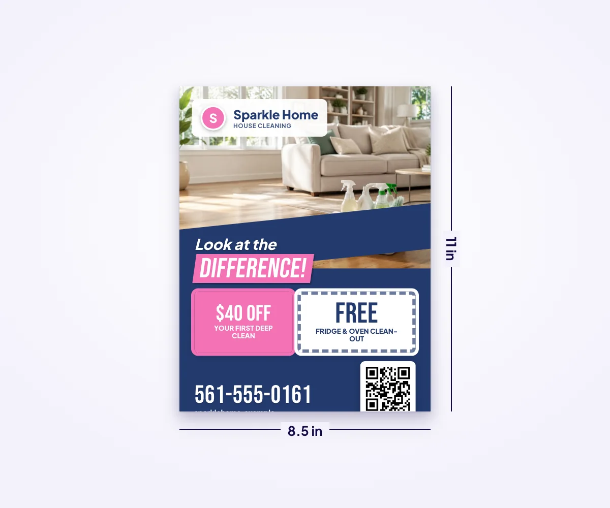 8.5 × 11 in, folded self-mailer size guide