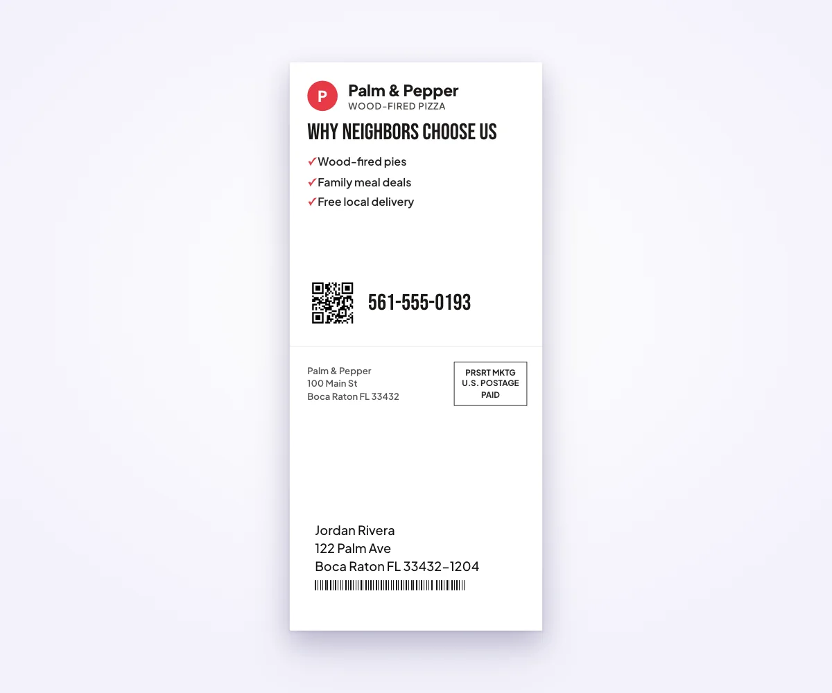 Address side with USPS postage marking