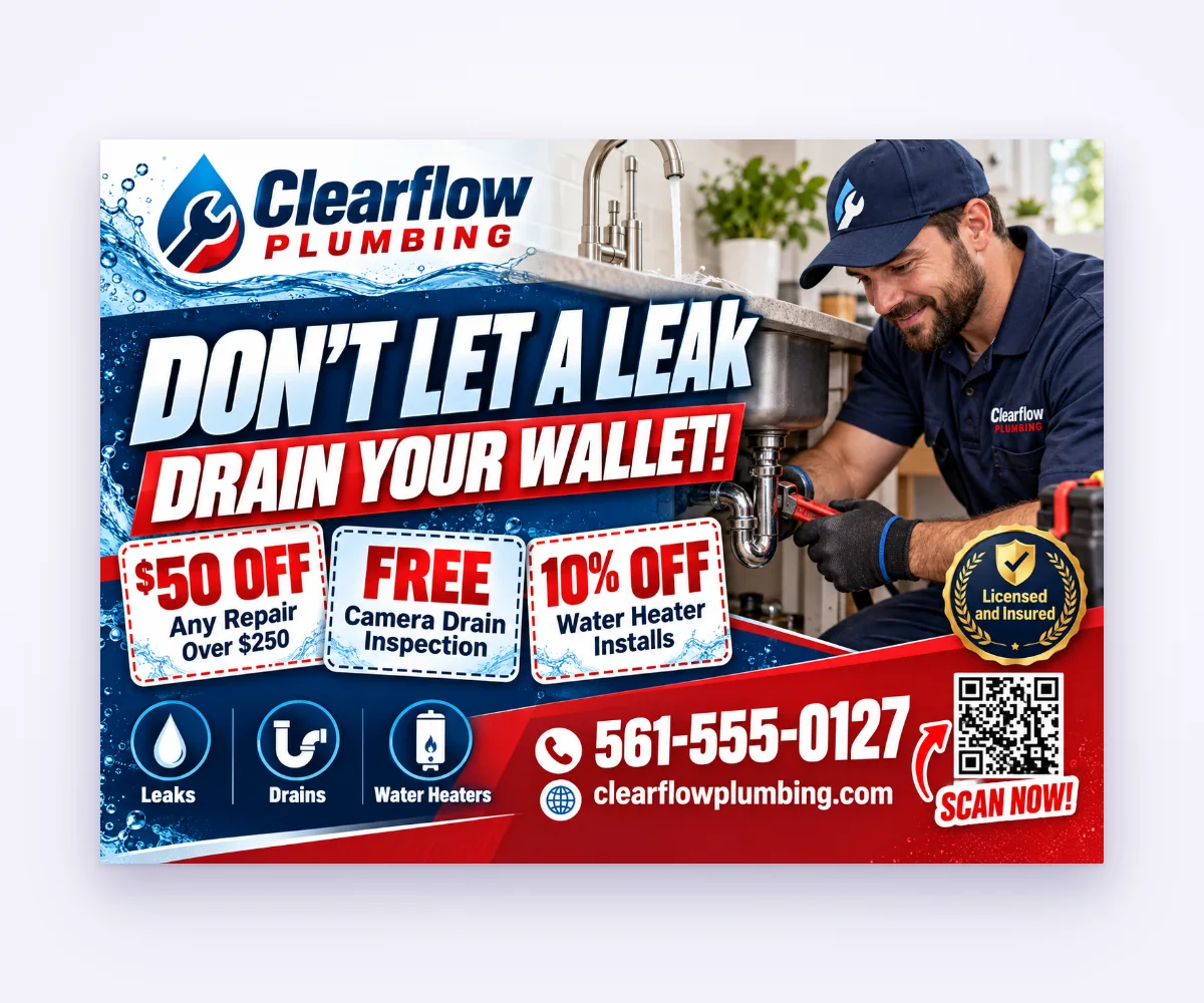 Clearflow Plumbing targeted postcards template