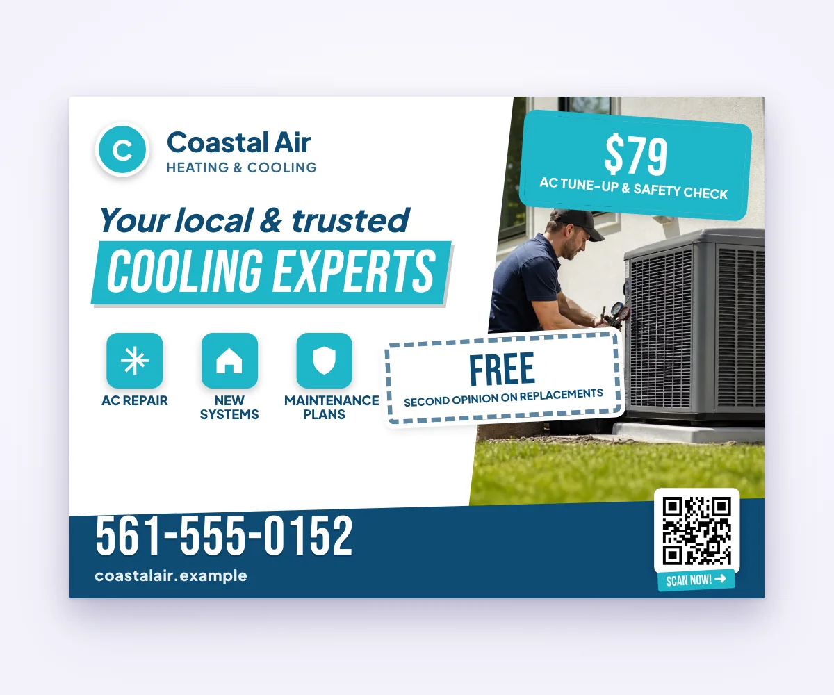 Coastal Air targeted postcards template