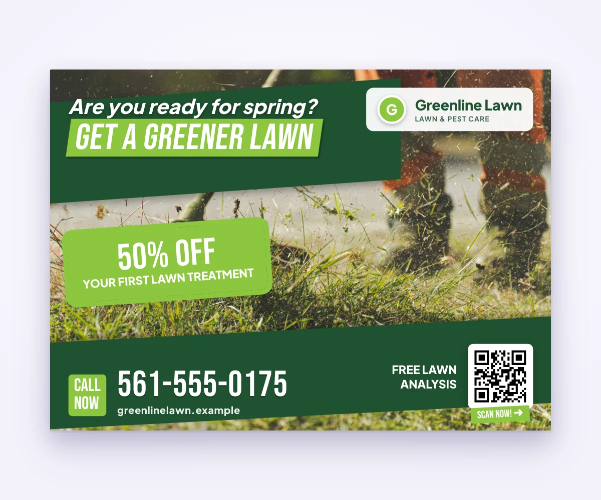Greenline Lawn targeted postcards template