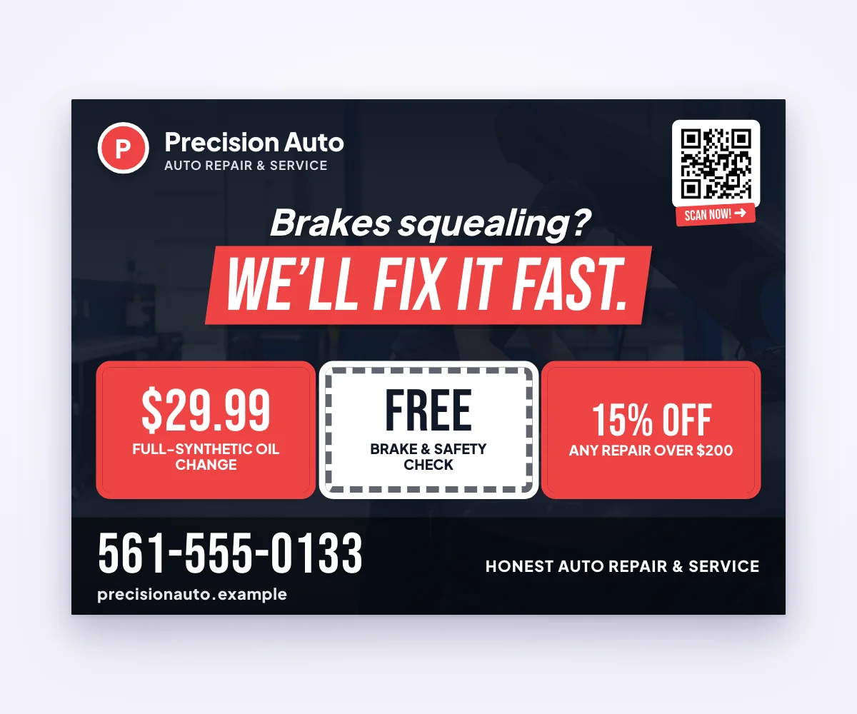 Precision Auto targeted postcards template